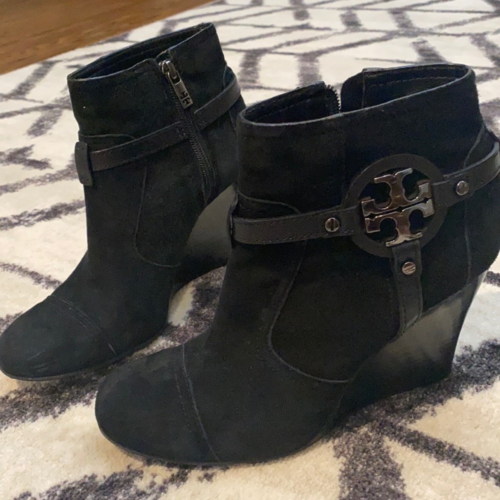 Tory Burch Black Wedge Booties